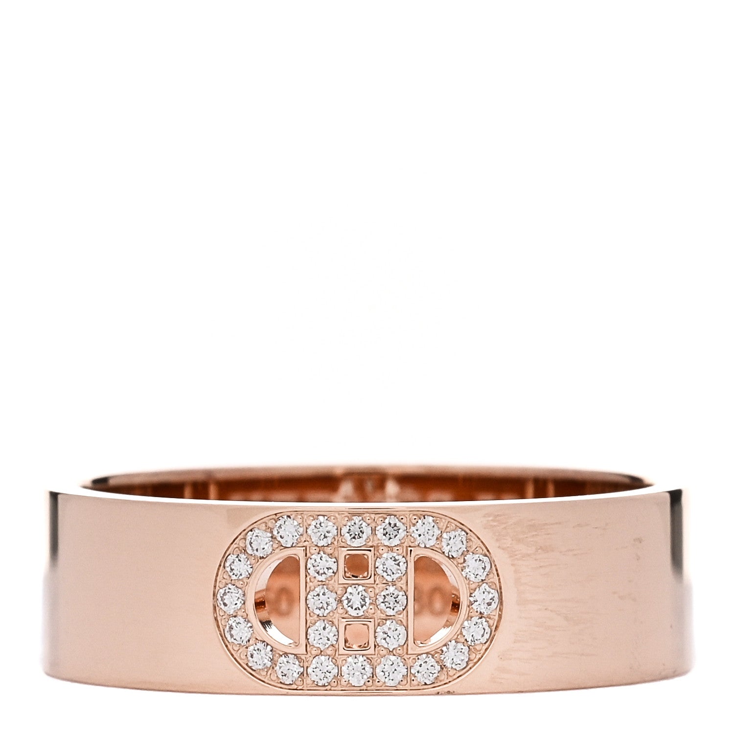 Hermes 18K Rose Gold Diamond PM H D'Ancre Ring 52 6 1 of 5