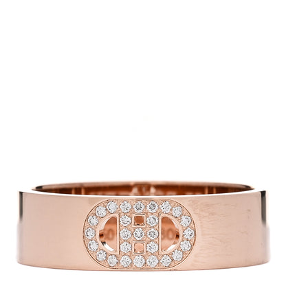 Hermes 18K Rose Gold Diamond PM H D'Ancre Ring 52 6 1 of 5