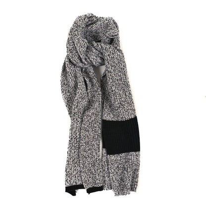 Chanel Cashmere Knit CC Scarf Black White 1 of 3