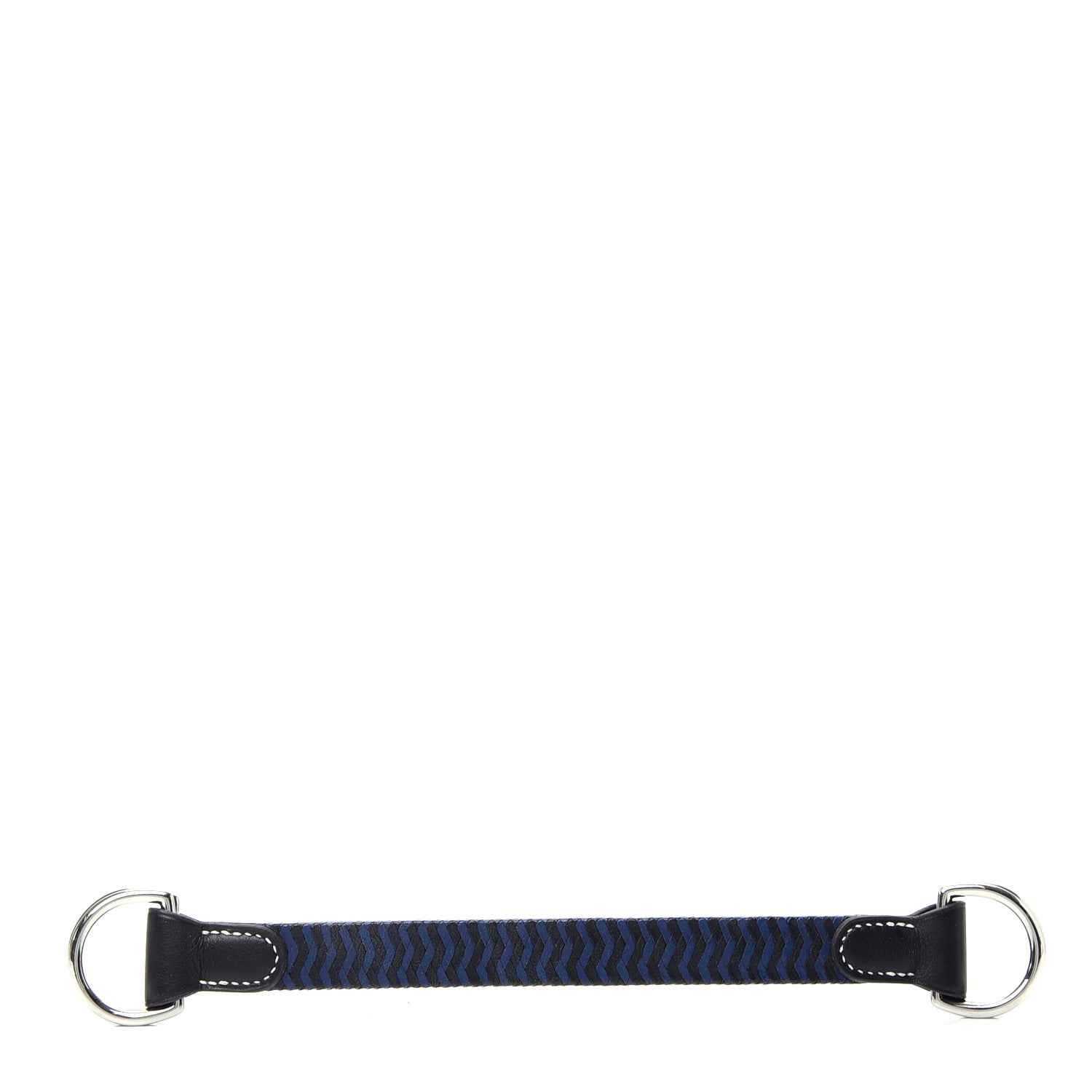 Hermes Calfskin Woven Belt Scarf Loop Blue Black 1 of 4