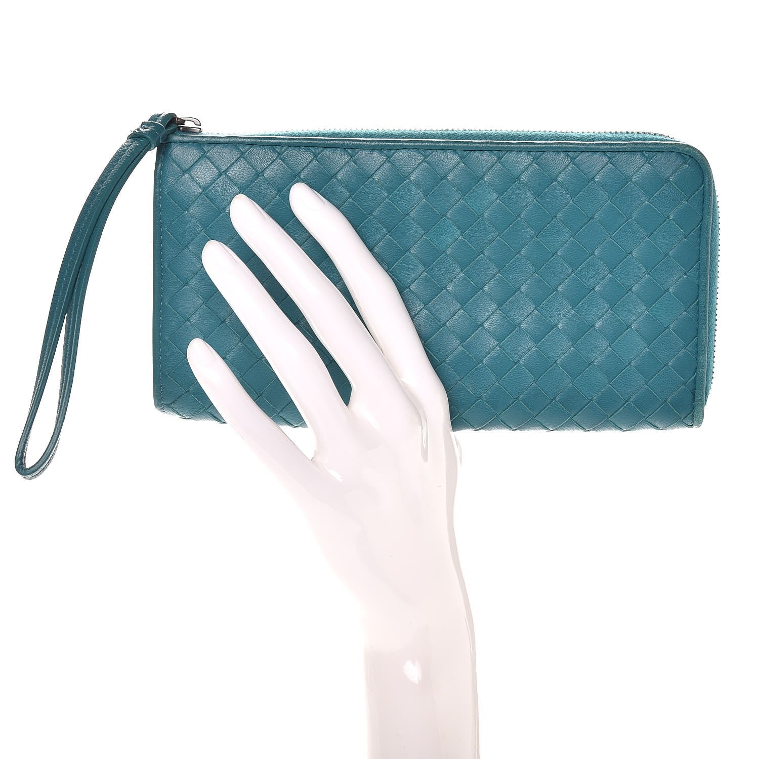 Bottega Veneta Nappa Intrecciato Wristlet Zip Wallet Canard 2 of 10