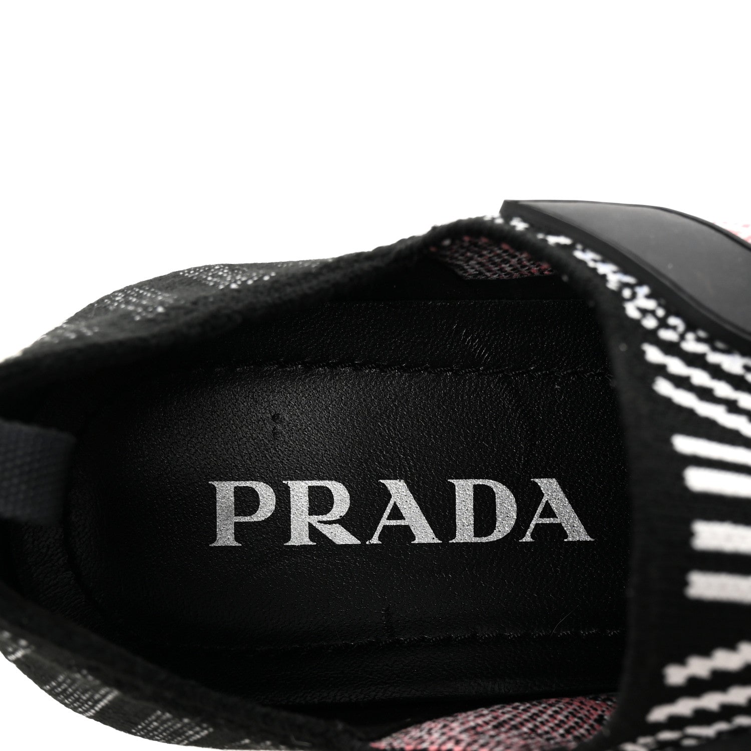 Prada Rubber Knit Printed Fabric Cloudbust Air Sneakers 37 White Pink Black 7 of 8