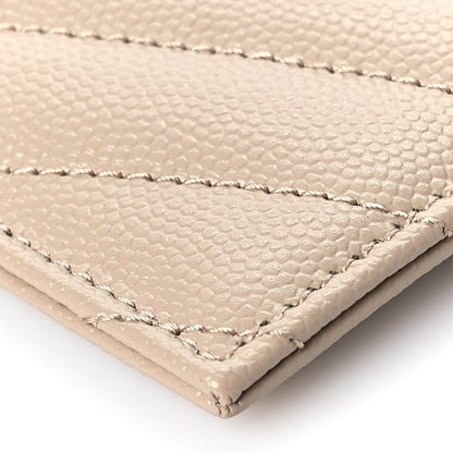 Saint Laurent Grain De Poudre Chevron Monogram Large Bill Pouch Dark Beige 9 of 11