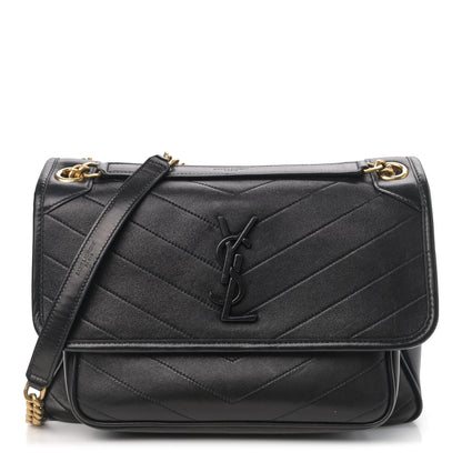 Saint Laurent Lambskin Matelasse Monogram Medium Niki Chain Satchel Black 1 of 9