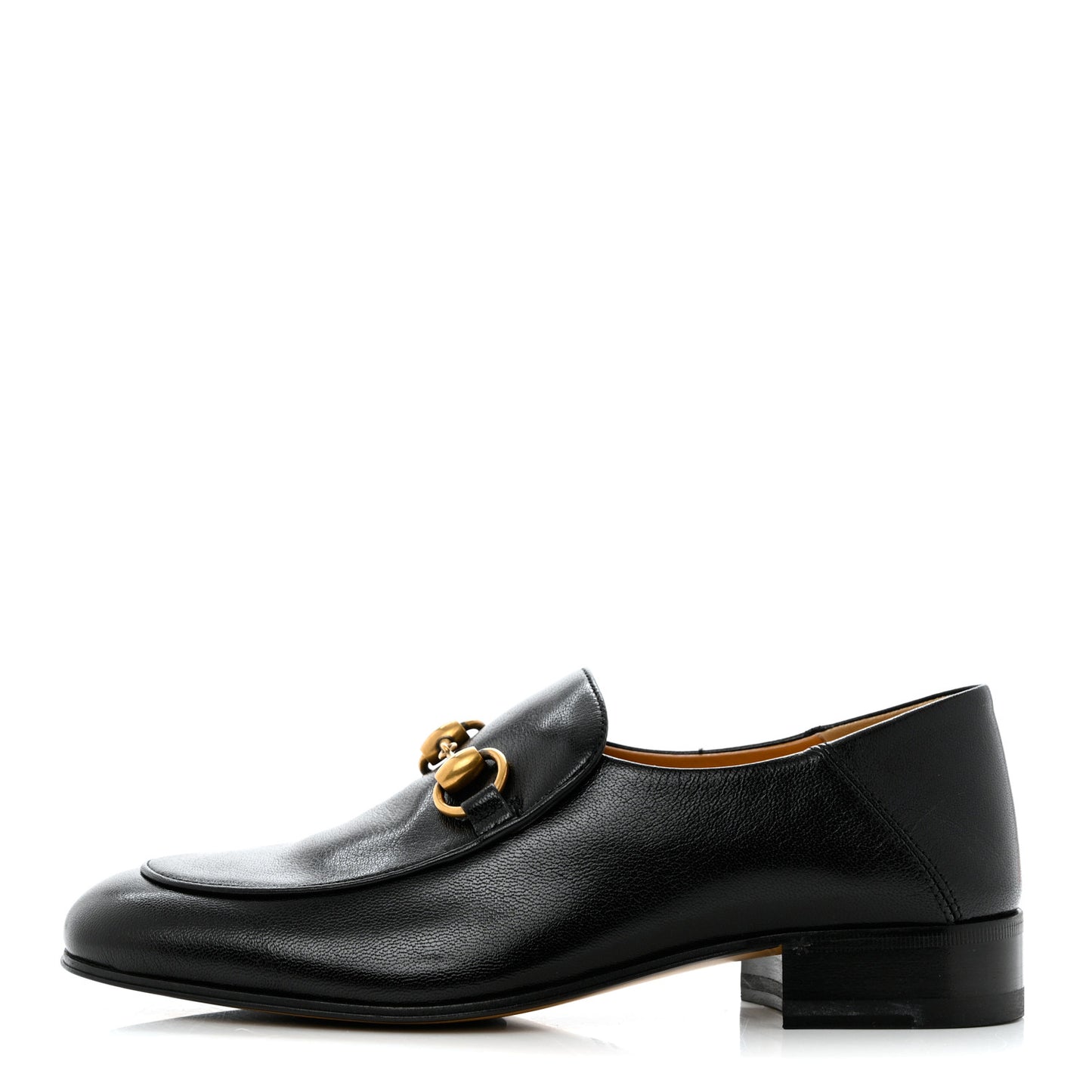 Goatskin Womens Horsebit Mid-Heel Loafers 37 Black