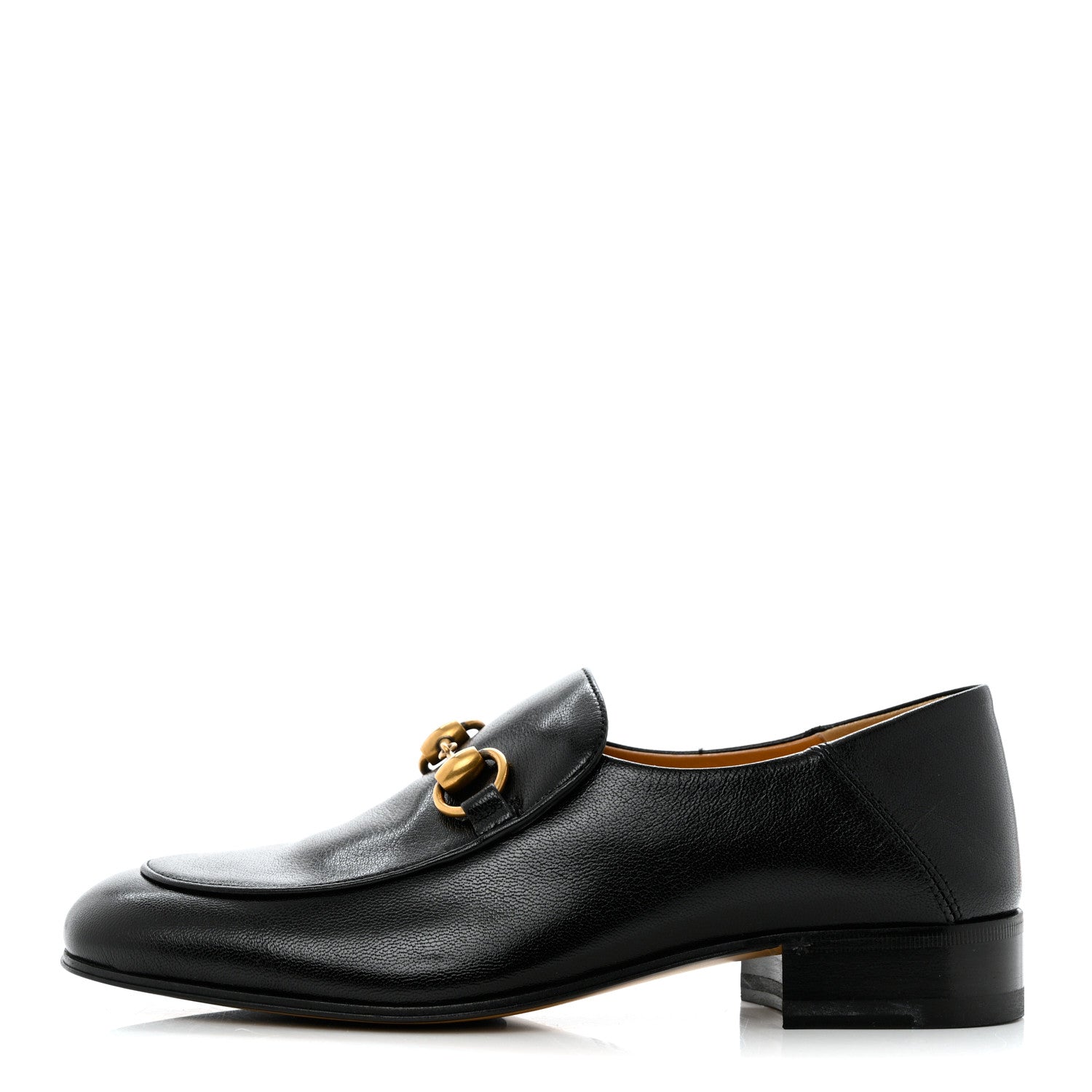 Gucci Goatskin Womens Horsebit Mid-Heel Loafers 37 Black 1 of 14