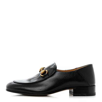 Gucci Goatskin Womens Horsebit Mid-Heel Loafers 37 Black 1 of 14