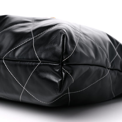 Chanel Shiny Calfskin Stitched Chanel 22 Black White 9 of 9