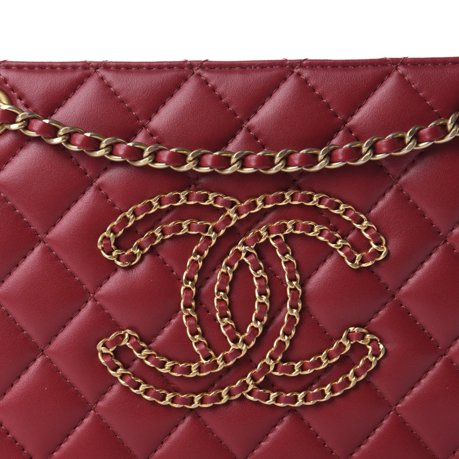Chanel Calfskin Quilted CC Small Once Upon A Time Tote Red 10 of 11