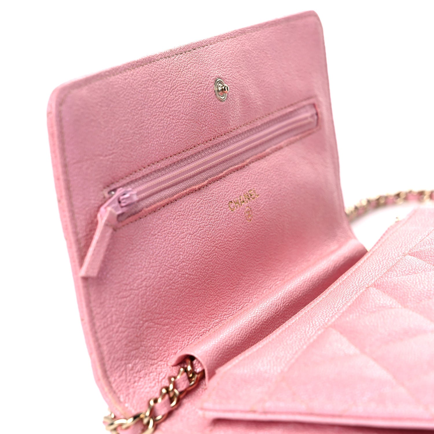 Chanel Iridescent Caviar Quilted Wallet on Chain WOC Pink 11 of 12