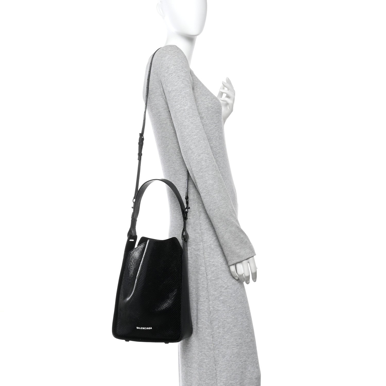 Balenciaga Extra Supple Calfskin Snakeskin Embossed Calfskin Small Tool 2.0 North-South Tote Black 2 of 12