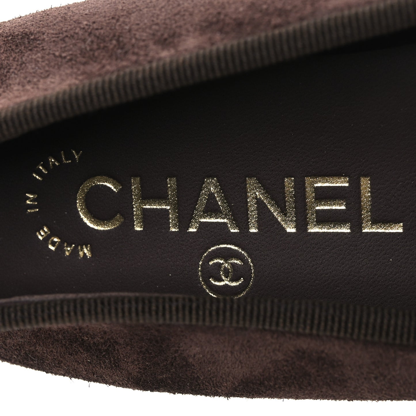 Suede Calfskin Cap Toe CC Ballerina Flats 36.5 Dark Brown Burgundy