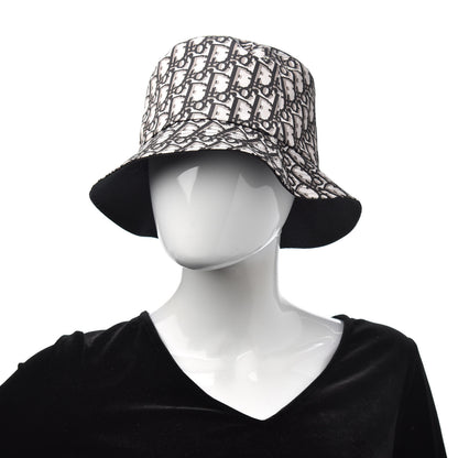 Christian Dior Polyester Cotton Oblique Teddy-D Brim Bucket Hat 58 Black 2 of 7