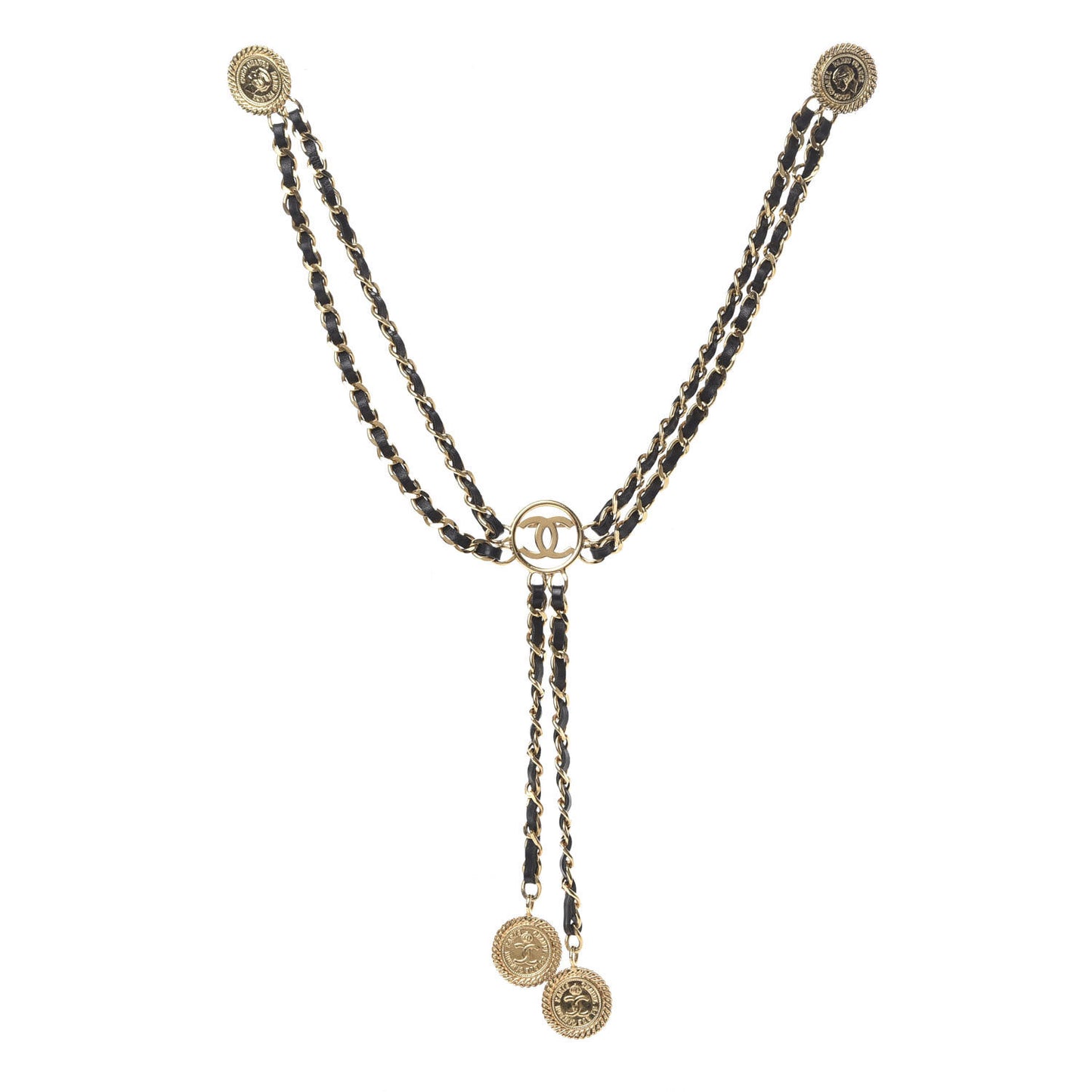 Lambskin Multi Strand Medallion Brooch Gold