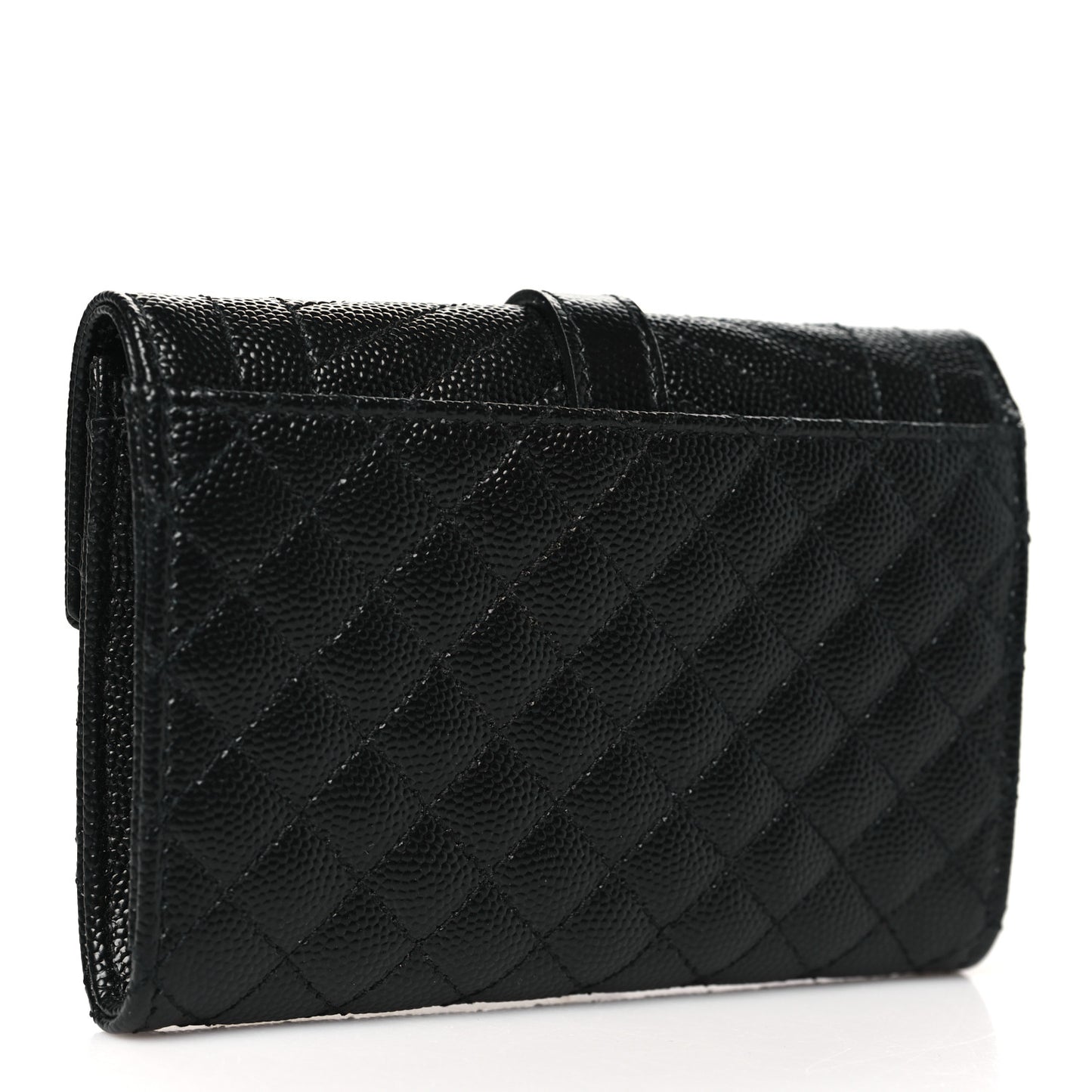 Grain De Poudre Textured Mixed Matelasse Triquilt Small Monogram Envelope Wallet Black