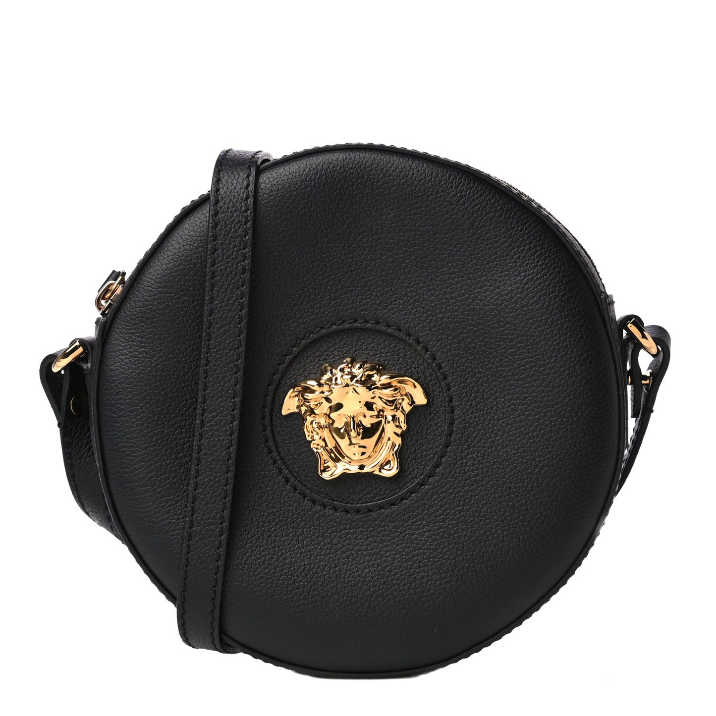 Calfskin La Medusa Round Camera Bag Black
