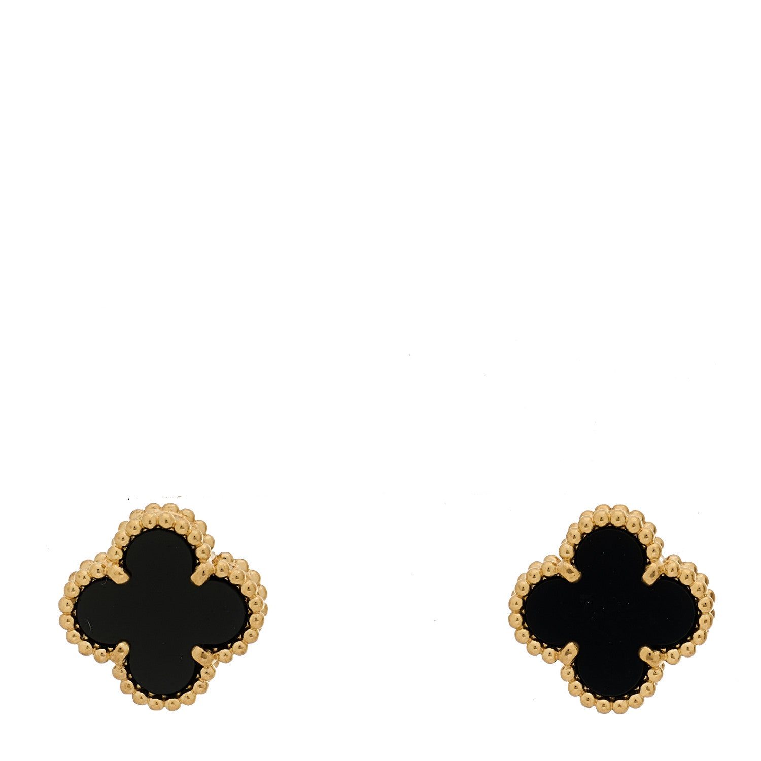 Van Cleef & Arpels 18K Yellow Gold Black Onyx Sweet Alhambra Earrings 1 of 5