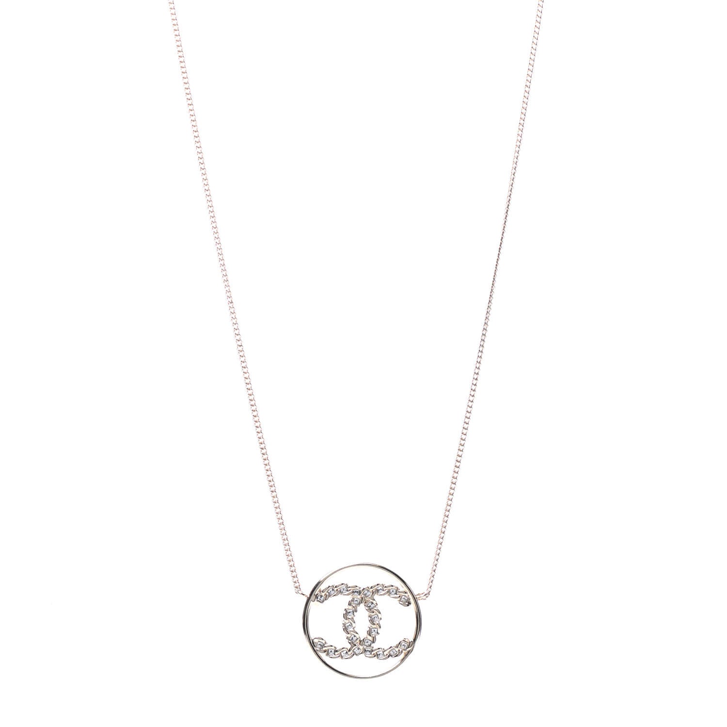 Chanel Baguette Crystal High Society CC Pendant Necklace Gold 1 of 6