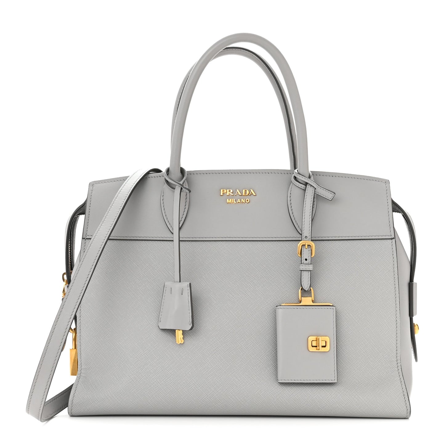 Saffiano City Calfskin Medium Esplanade Tote Mercurio