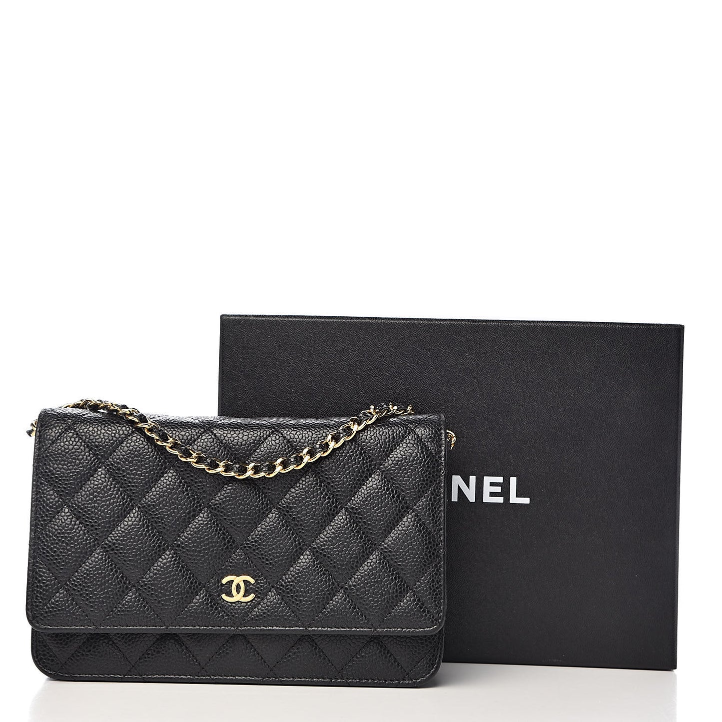 Caviar Quilted Wallet On Chain WOC Black