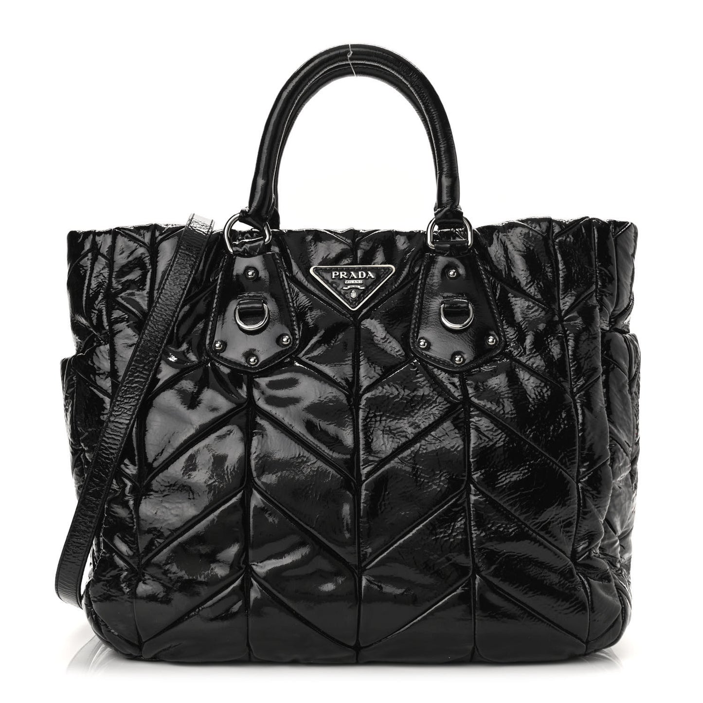 Vernice Chevron Tote Black