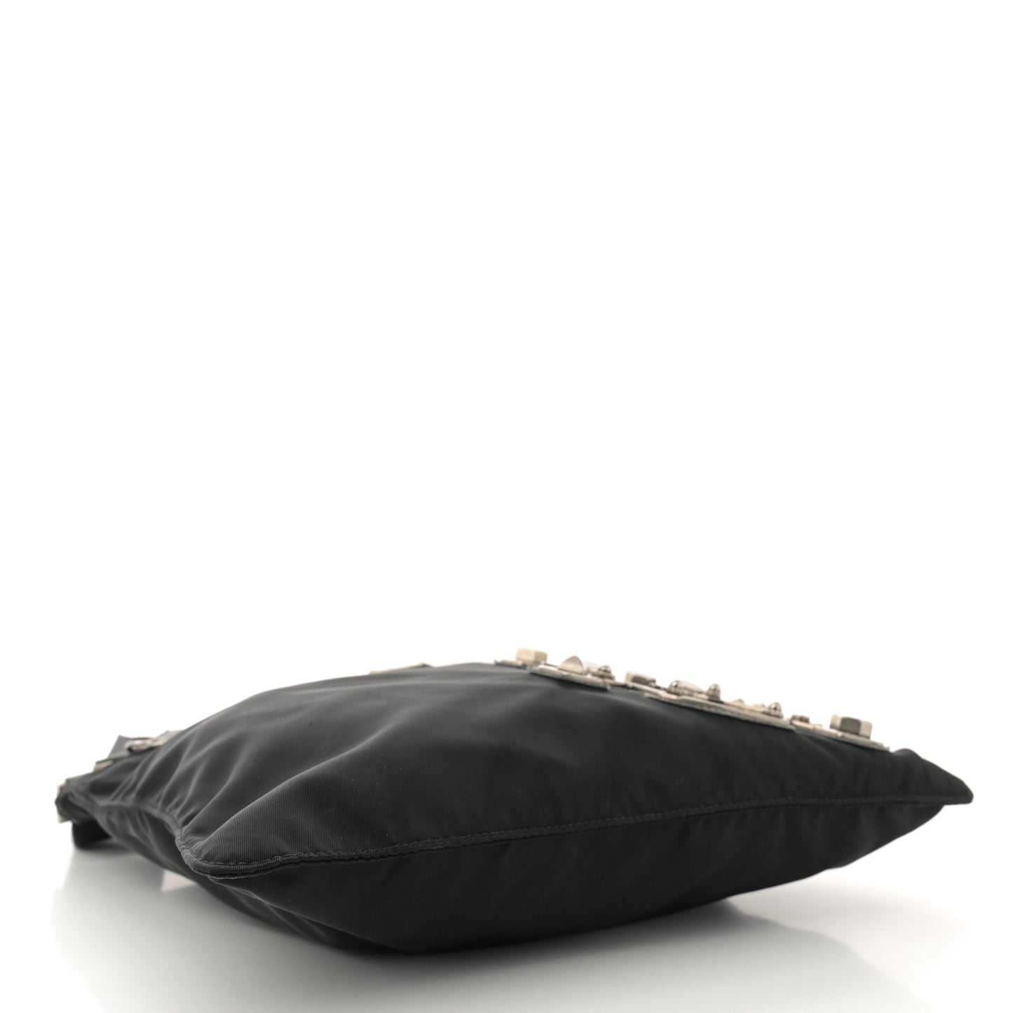 Tessuto Nylon Saffiano Skull Flat Messenger Bag Black
