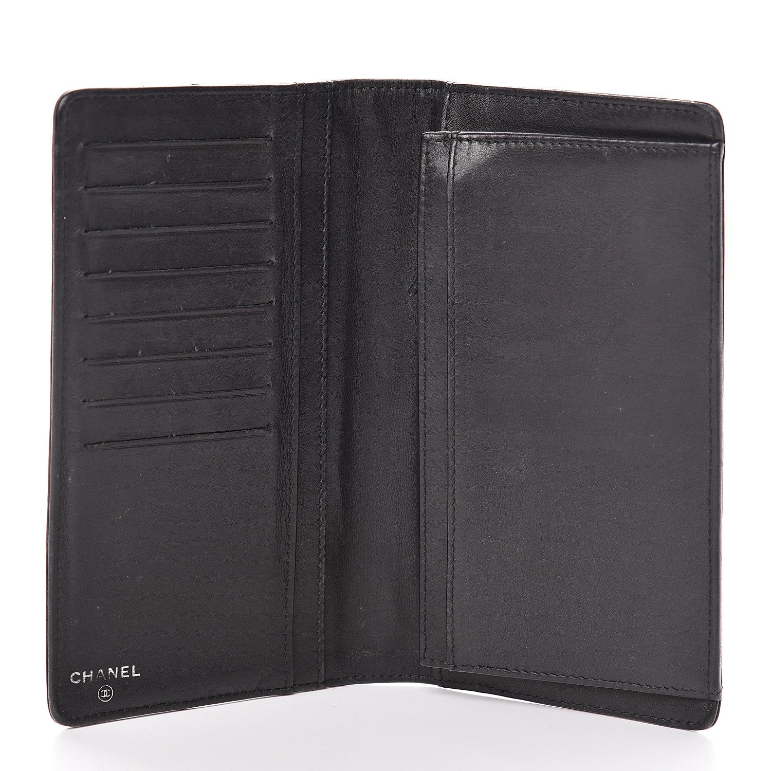 Chanel Lambskin Embossed Logo Yen Wallet Black 5 of 15