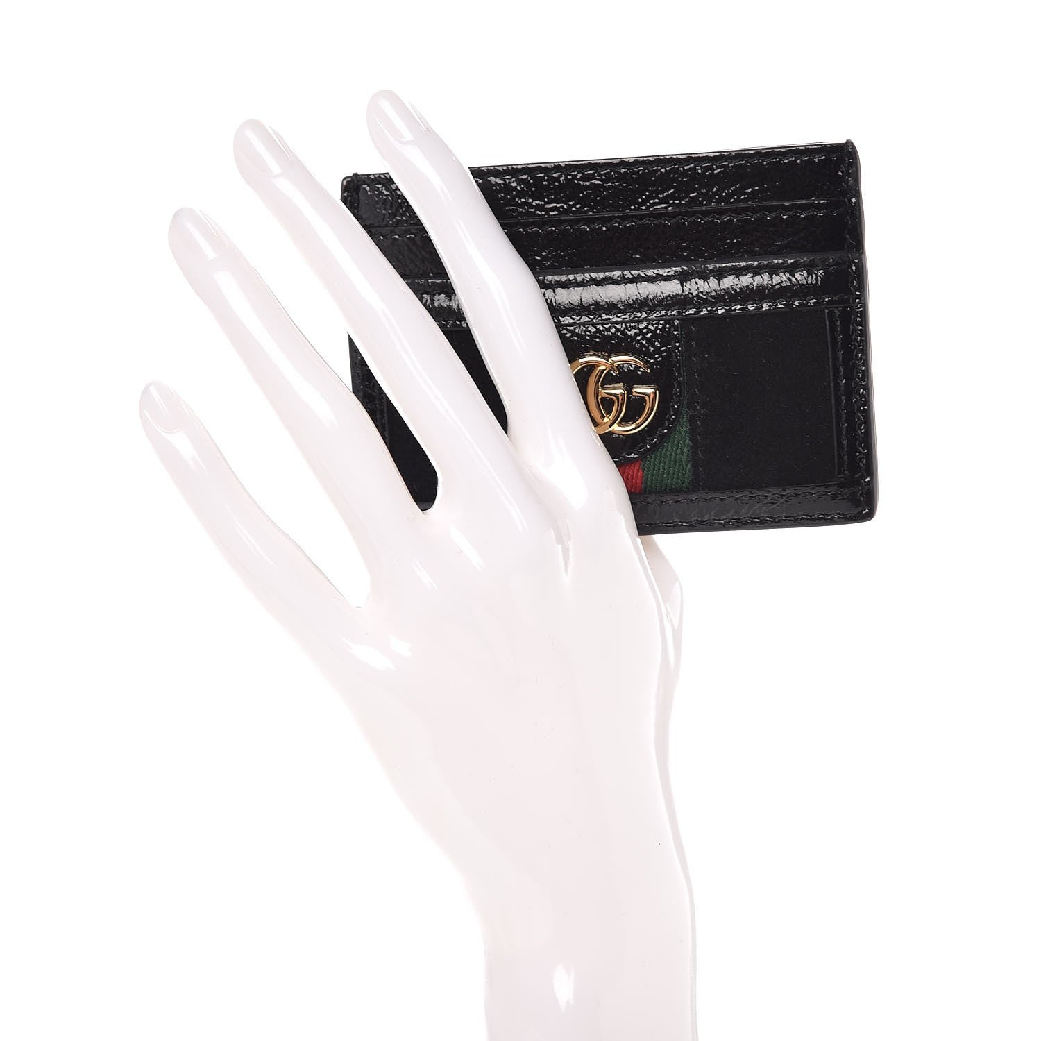Gucci Suede Patent Web GG Ophidia Card Holder Black 2 of 6