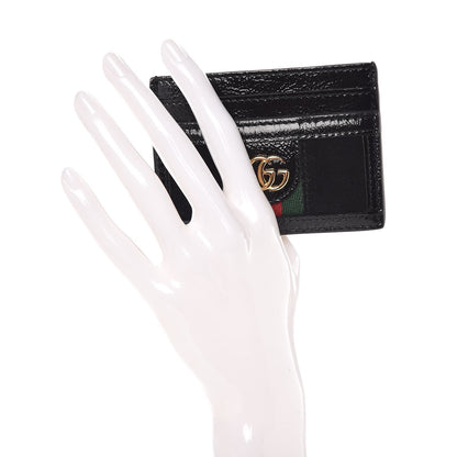 Gucci Suede Patent Web GG Ophidia Card Holder Black 2 of 6