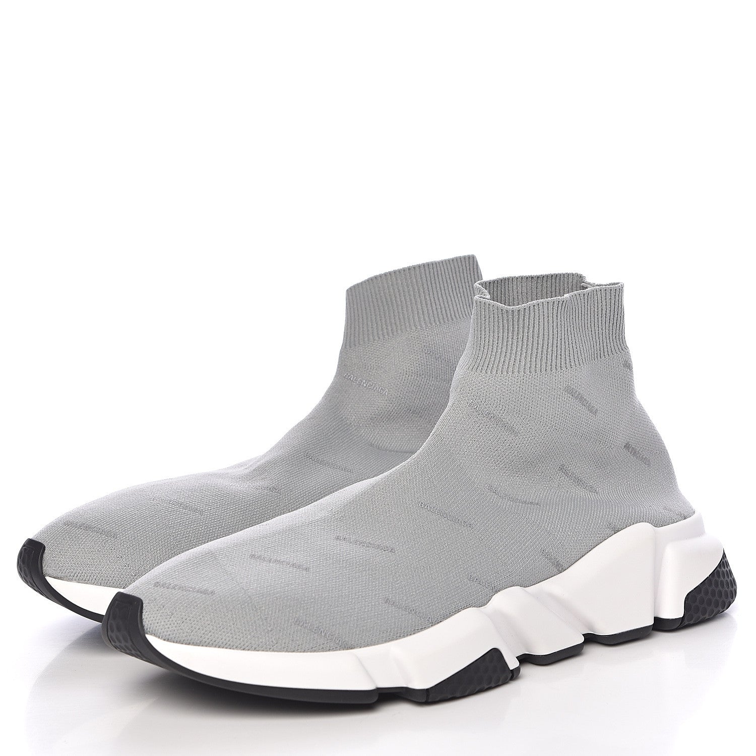 Balenciaga Neoprene Knit Allover Logo Mens Speed Sneakers 41 Grey 3 of 9