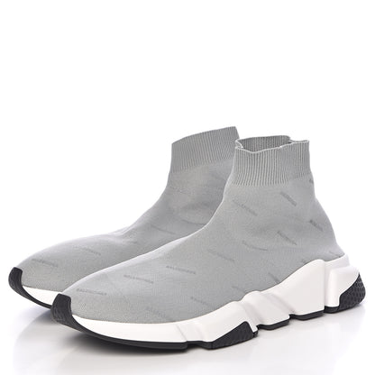 Balenciaga Neoprene Knit Allover Logo Mens Speed Sneakers 41 Grey 3 of 9
