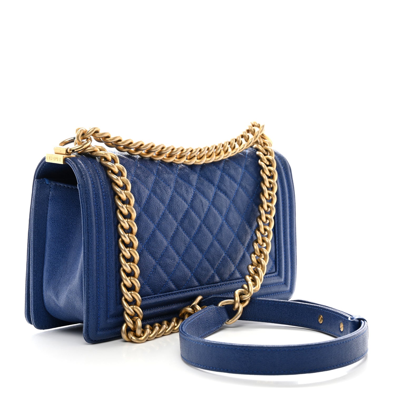 Chanel Caviar Quilted Medium Boy Flap Blue 3 of 10