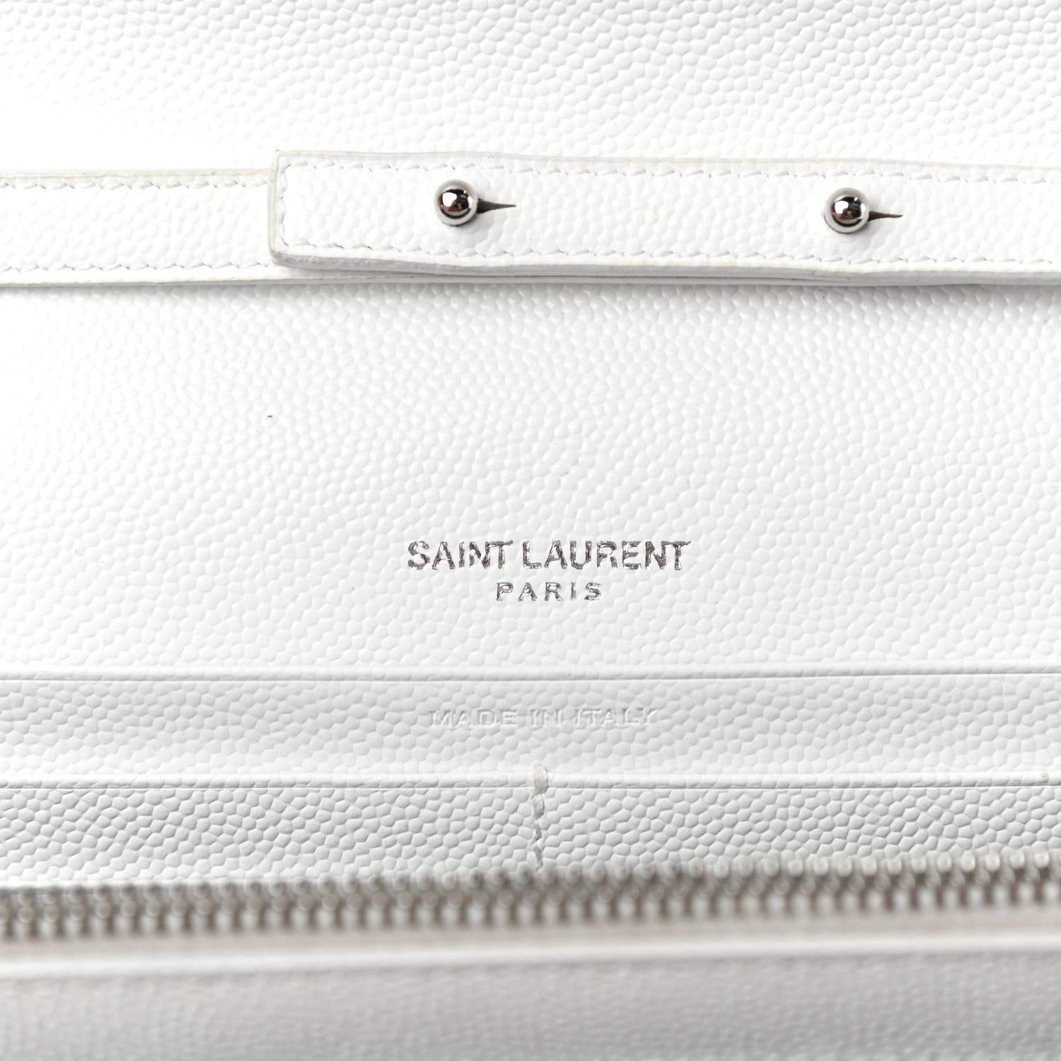 Saint Laurent Grain De Poudre Matelasse Chevron Monogram Chain Wallet White 6 of 9
