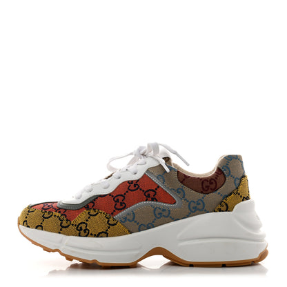 Gucci Monogram Multicolor Mens Rhyton Sneakers 4.5 Yellow Blue 1 of 8