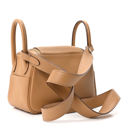 Hermes Taurillon Clemence Mini Lindy 20 Biscuit 2 of 9