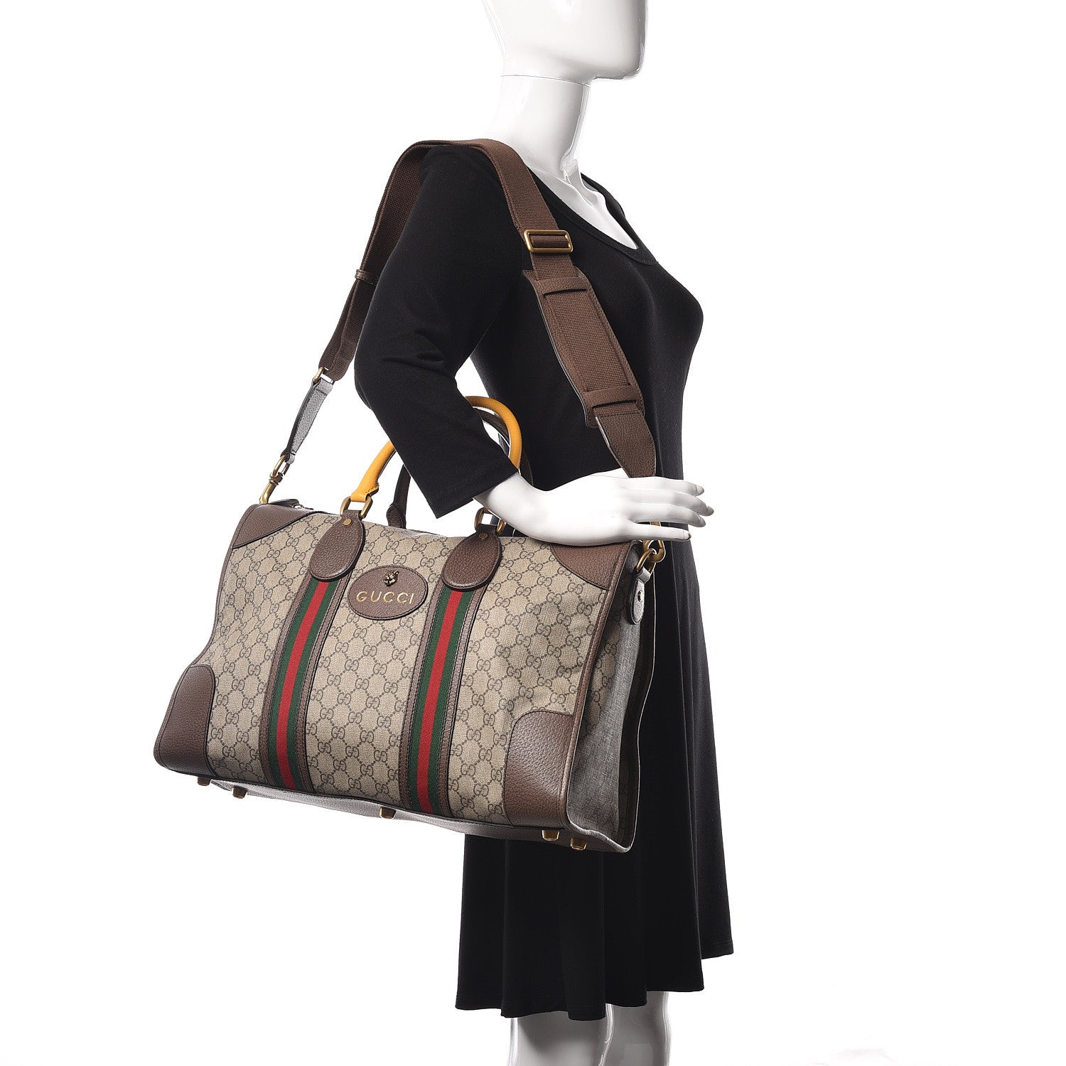 Gucci Soft GG Supreme Monogram Web Neo Vintage Duffle Bag Beige New Acero Crop 2 of 9