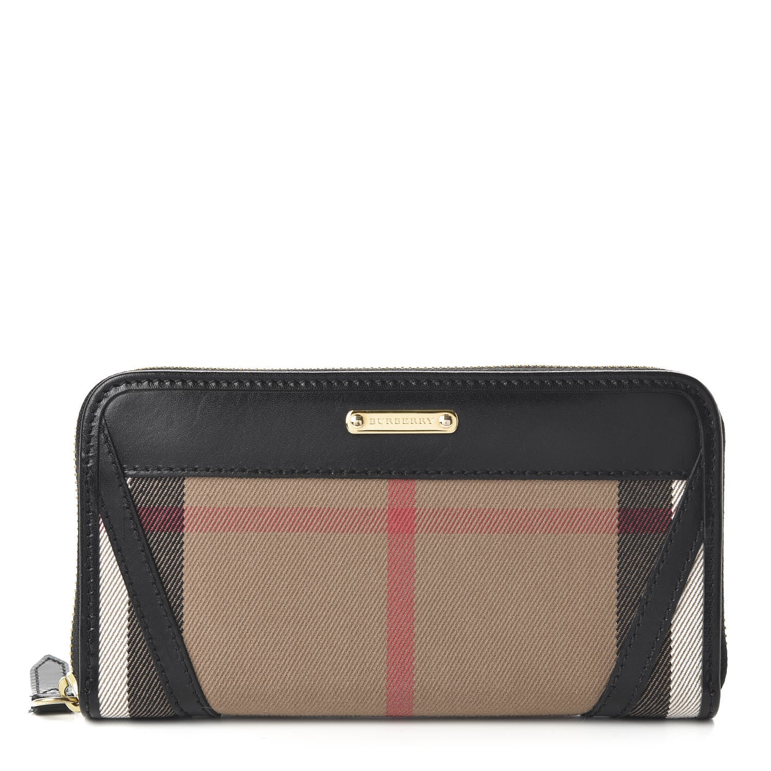 Burberry House Check Bridle Calfskin Ziggy Zip Around Wallet Black 1 of 9