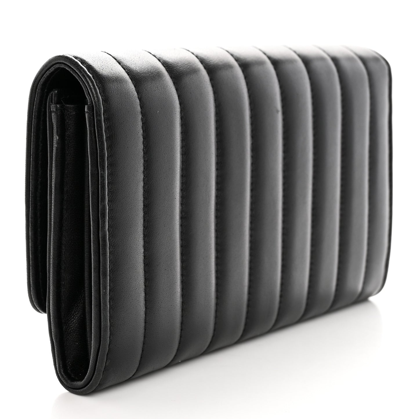 Lambskin Matelasse Monogram Large Vicky Continental Wallet Black