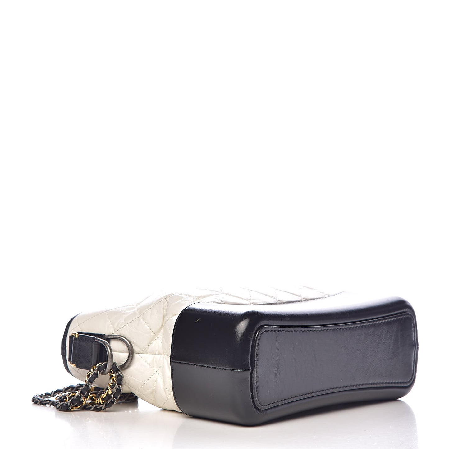 Aged Calfskin Quilted Medium Gabrielle Hobo Black White