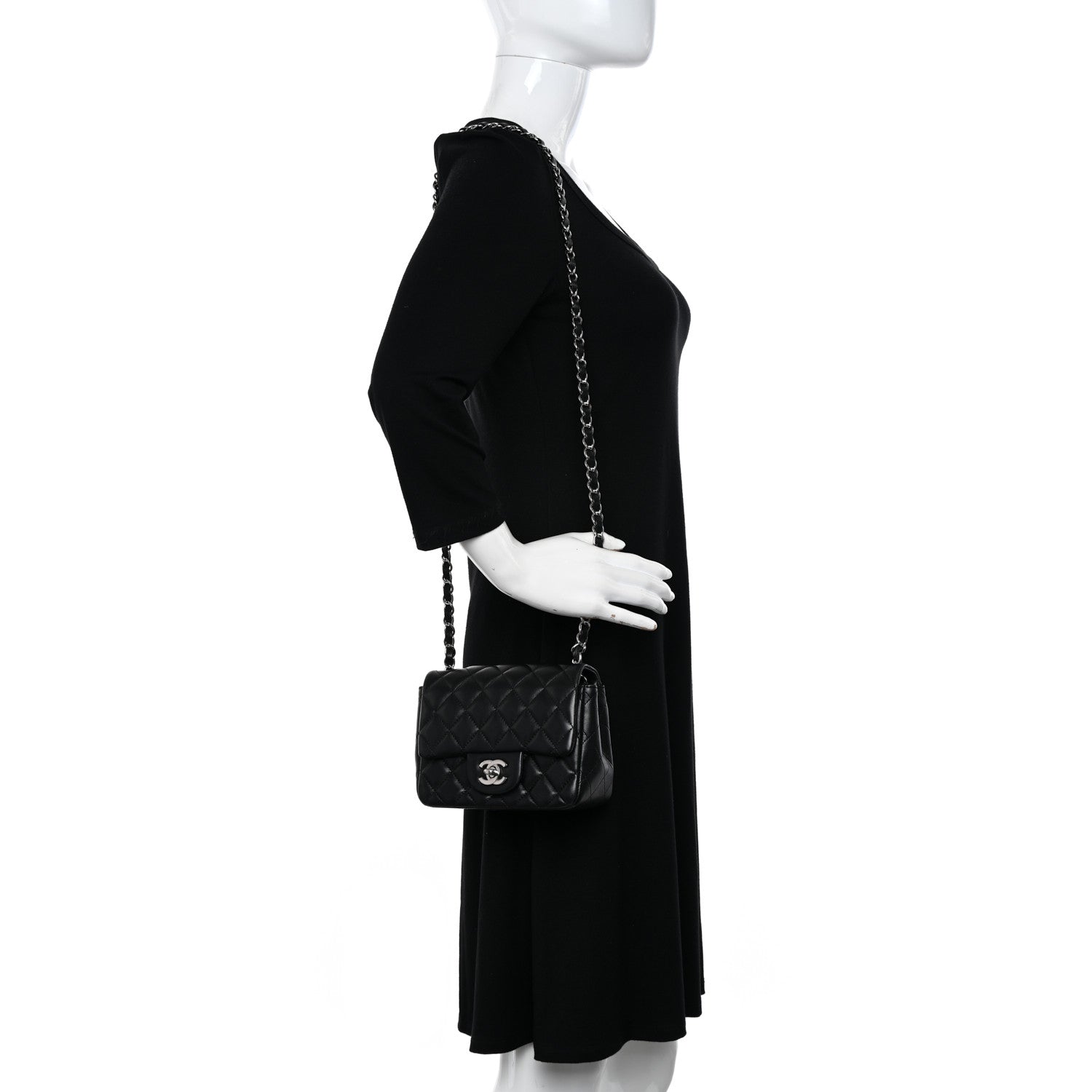 Chanel Lambskin Quilted Mini Square Flap Black 2 of 10