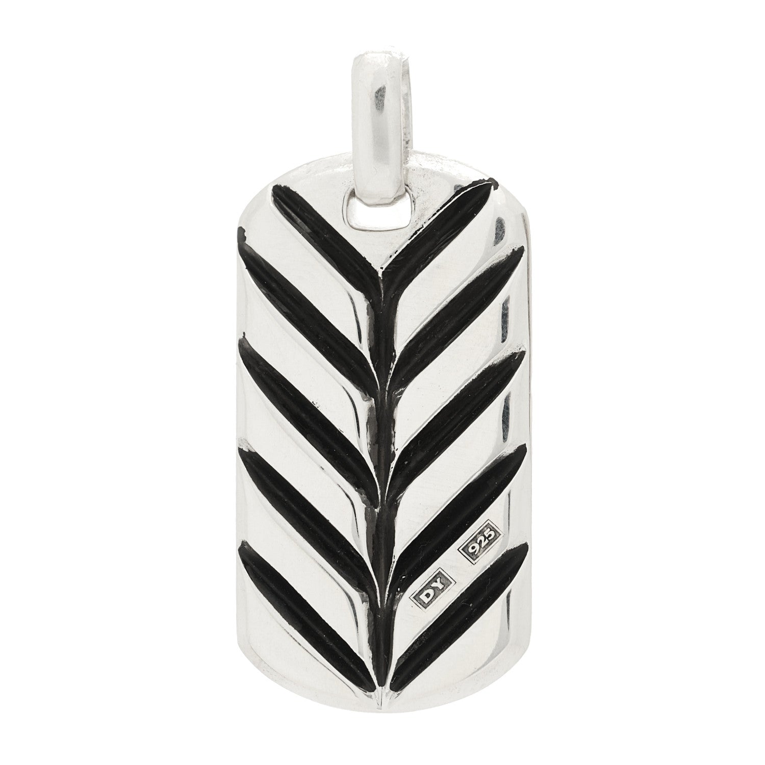 David Yurman Sterling Silver Diamond 35mm Chevron Tag Pendant 4 of 4