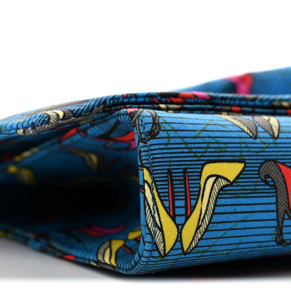 Cotton Canvas Afri Loubi Print Loubibow Clutch Blue