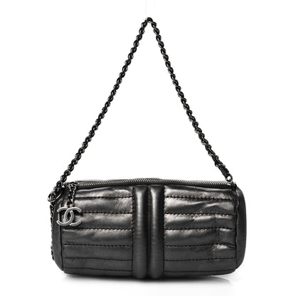 Chanel Metallic Lambskin Horizontal Quilt Pochette Dark Grey 1 of 10