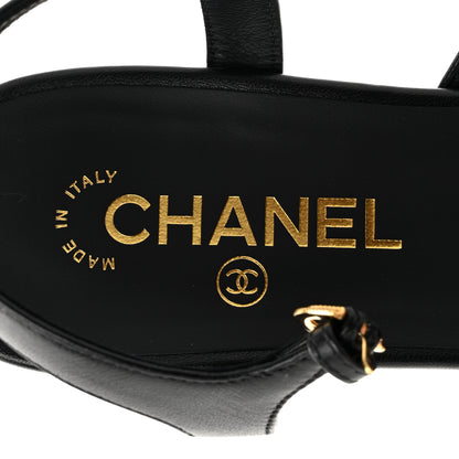 Chanel Lambskin Patent Cap Toe Crystal Enamel CC Mary Jane Slingback Flats 39 Black 8 of 9