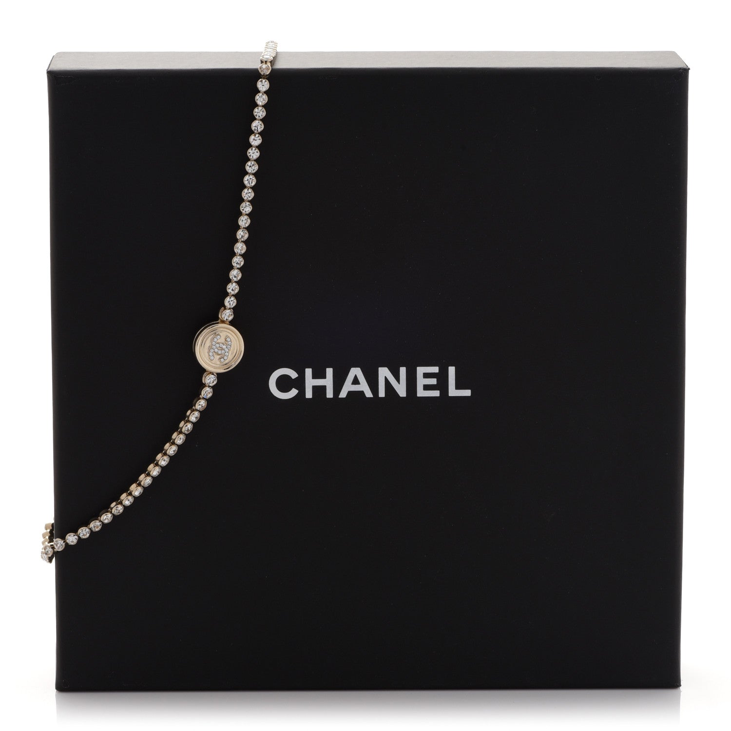 Chanel Crystal CC Chain Short Necklace Gold 6 of 6