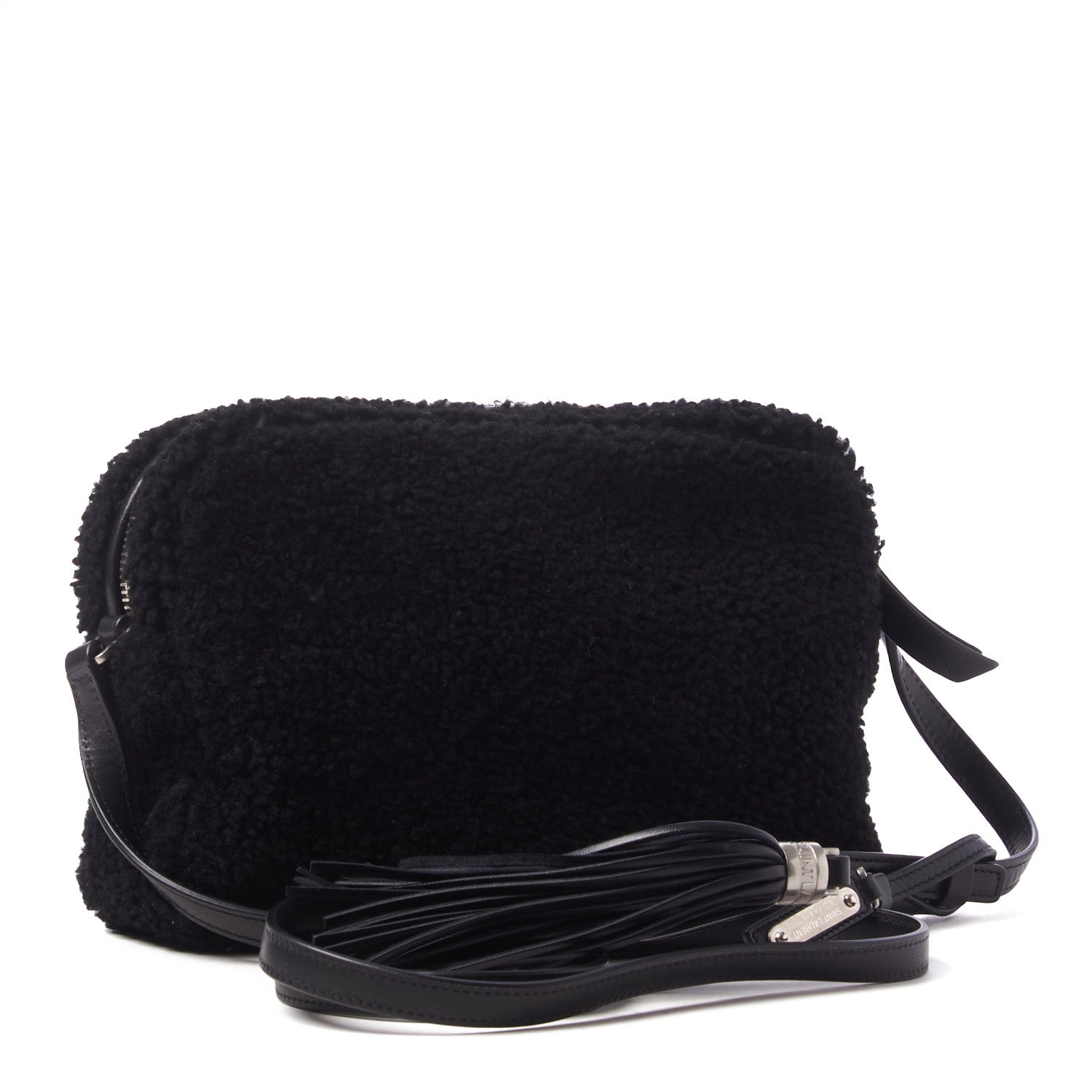 Saint Laurent Shearling Monogram Lou Camera Bag Black 2 of 7
