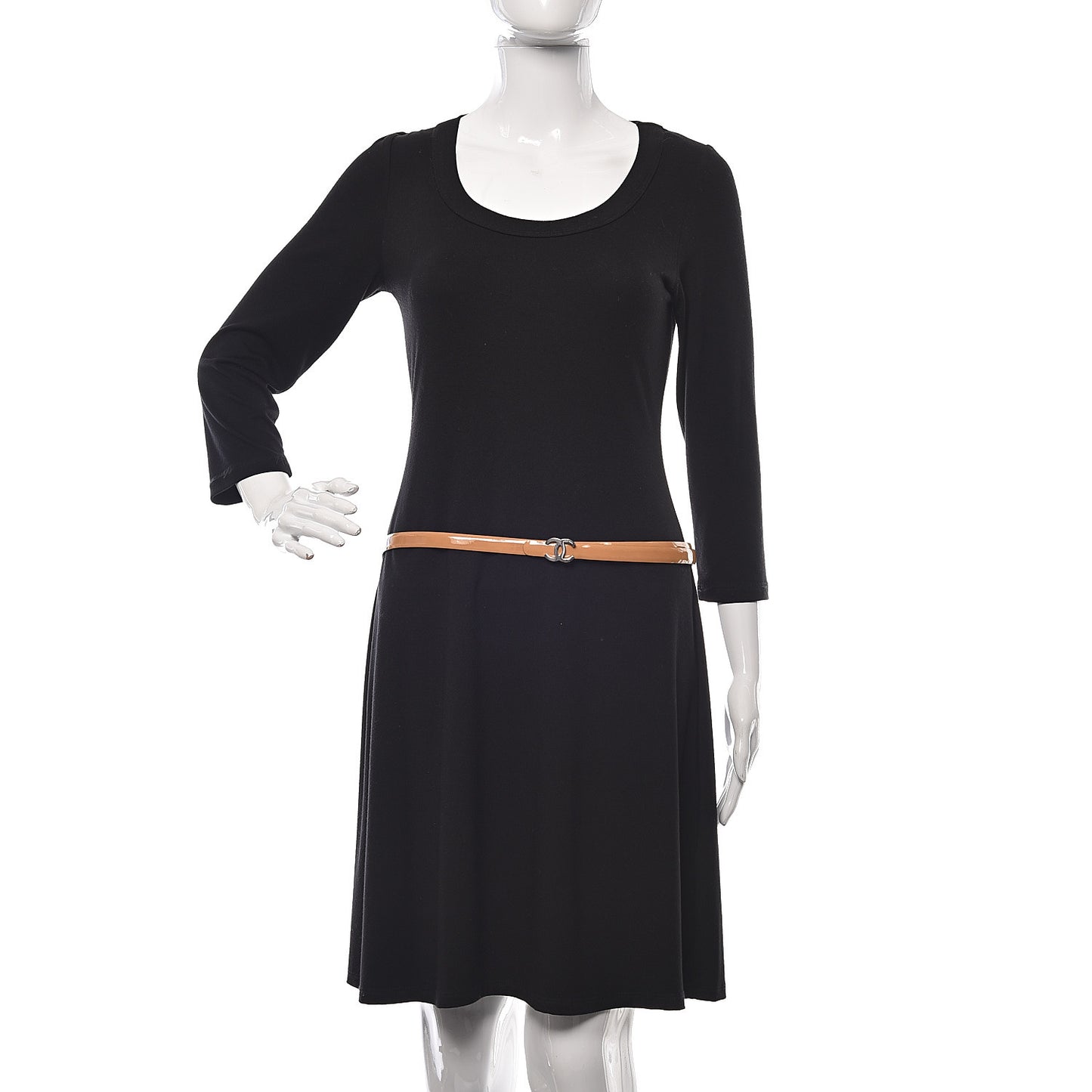 Patent CC Logo Skinny Belt 95 38 Beige
