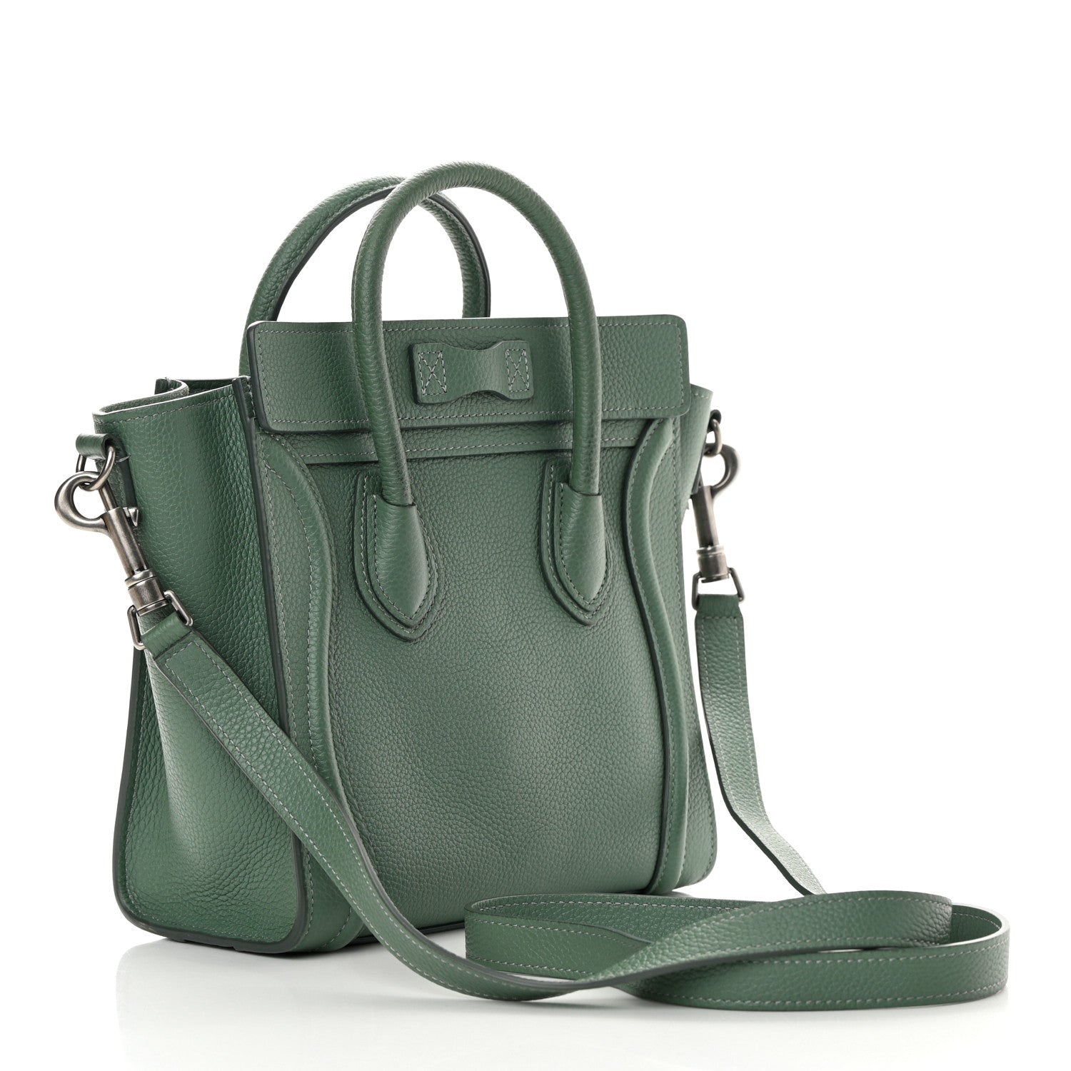 Celine Drummed Calfskin Nano Luggage Celadon 2 of 11