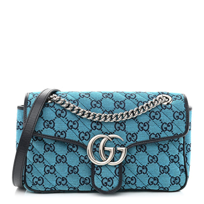 Gucci Monogram Multicolor Matelasse Diagonal Small GG Marmont Shoulder Bag Light Blue 1 of 10