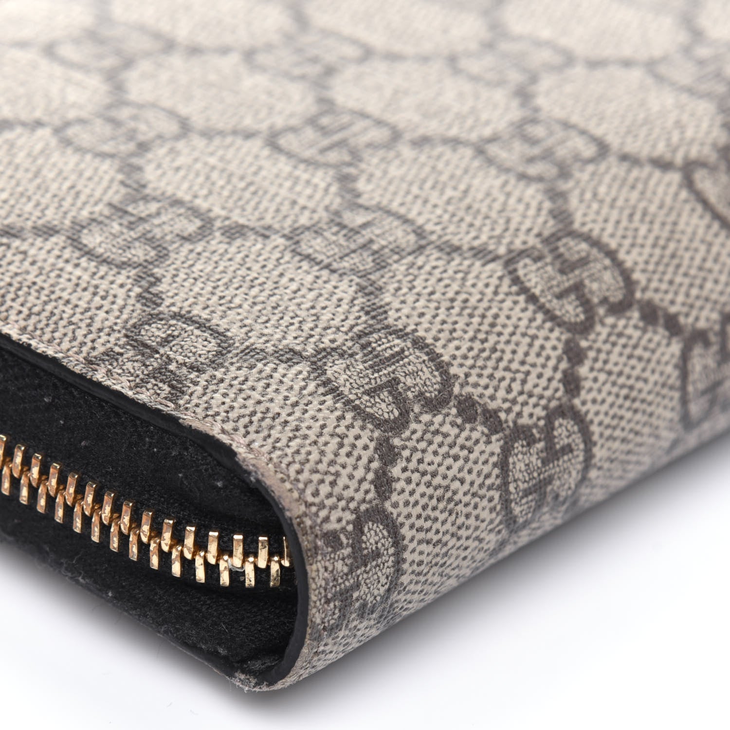 Gucci GG Supreme Monogram Moon Calfskin Zip Around Wallet Beige Ebony Black 14 of 18